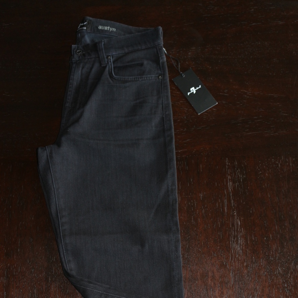 7 For All Mankind Black Straight Relaxe Fit Jeans